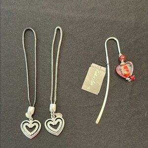 Cookie Lee Silver Heart Purse Charms & Bookmark